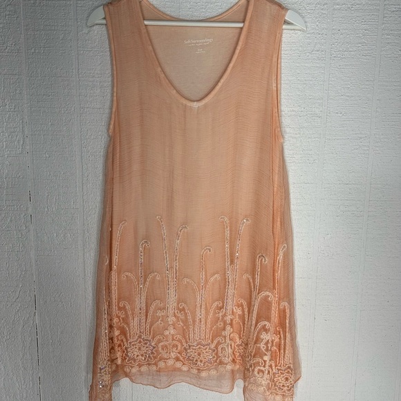 Soft Surroundings silk tunic dress peach size S - Picture 2 of 10